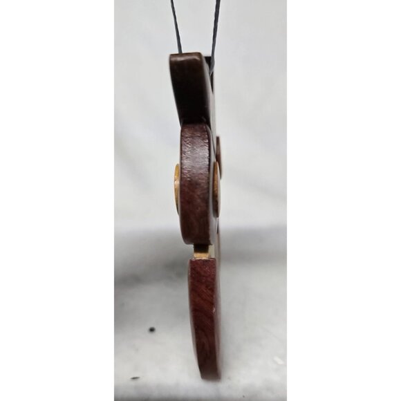 Handcrafted Wooden Owl Ornament With Ribbon Hanger 4 in X 3 in - Picture 6 of 8